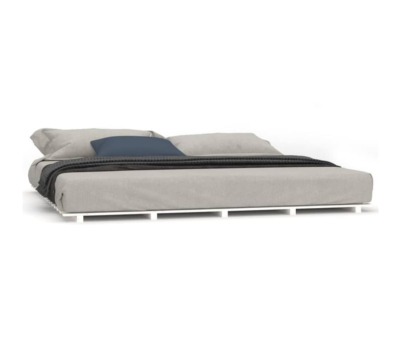 Lit Double Lit Adulte - Cadre De Lit Sans Matelas Blanc 160x200 Cm Bois De Pin Massif E208