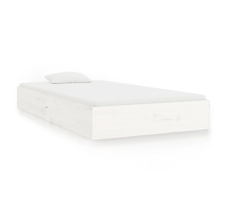 Lit Double Lit Adulte - Cadre De Lit Sans Matelas Blanc Bois Massif 100x200 Cm E292