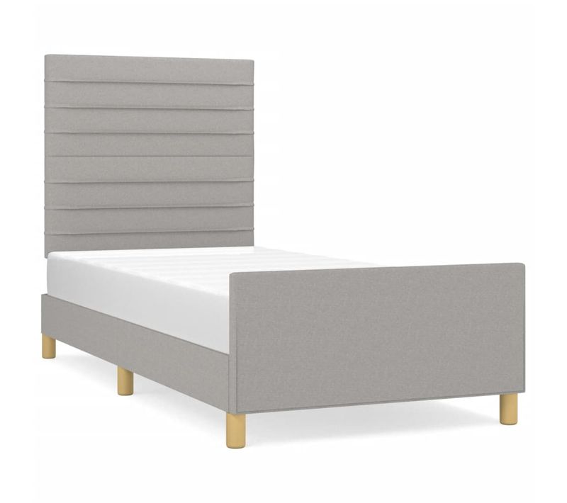 Lit Double Lit Adulte - Cadre De Lit Sans Matelas Gris Clair 100x200 Cm Tissu E487
