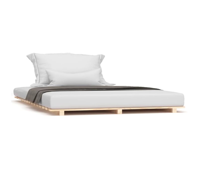 Lit Double Lit Adulte - Cadre De Lit Sans Matelas 120x190 Cm Bois De Pin Massif E89