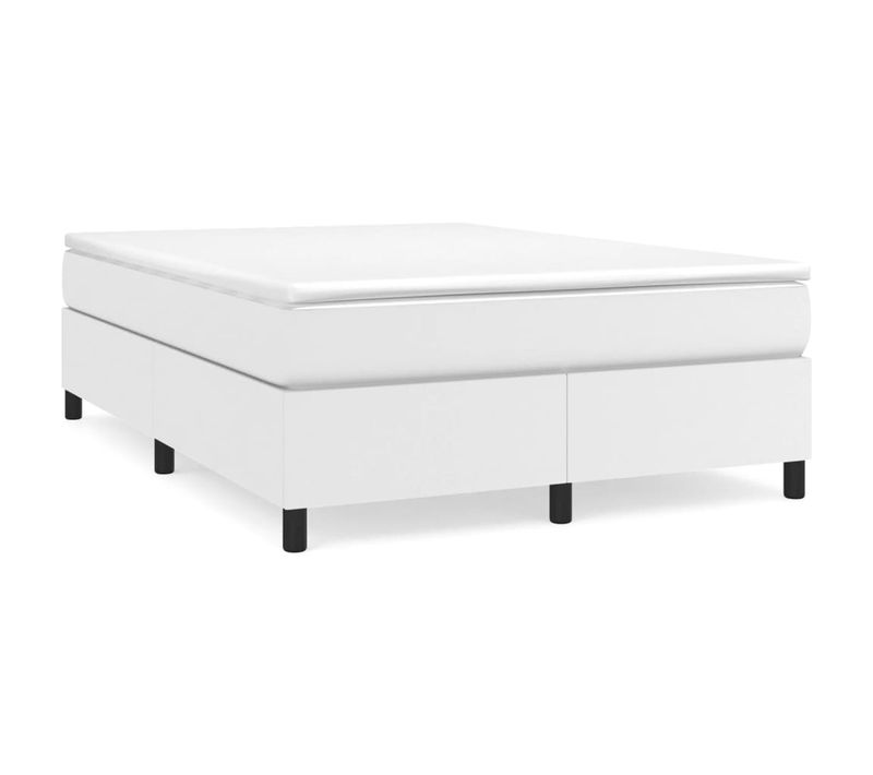 Lit Double Lit Adulte - Cadre De Lit Sans Matelas Blanc 140x190 Cm Similicuir E197