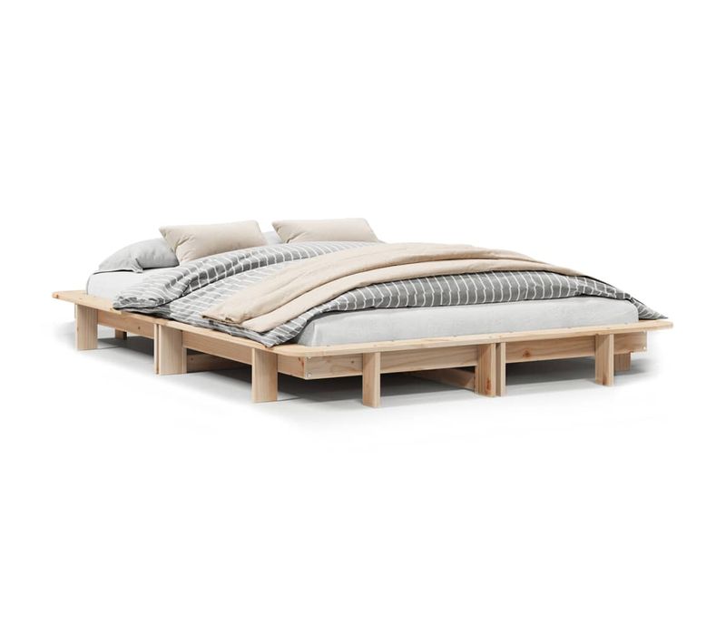 Lit Double Lit Adulte Cadre De Lit - 120x190 Cm Bois De Pin Massif