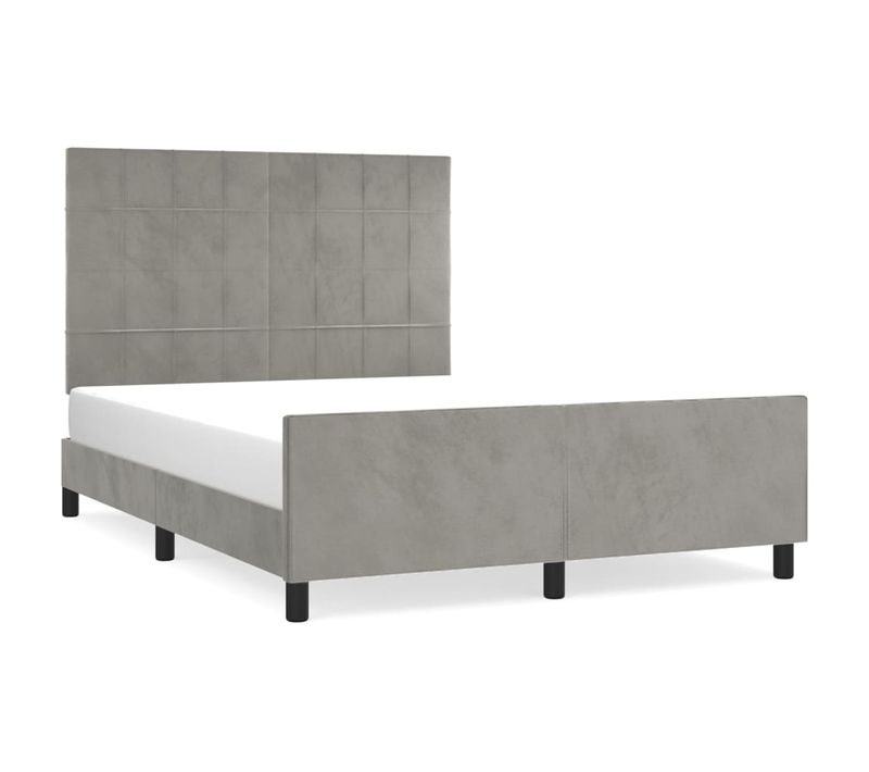 Lit Double Lit Adulte - Cadre De Lit Sans Matelas Gris Clair 140x200 Cm Velours E505