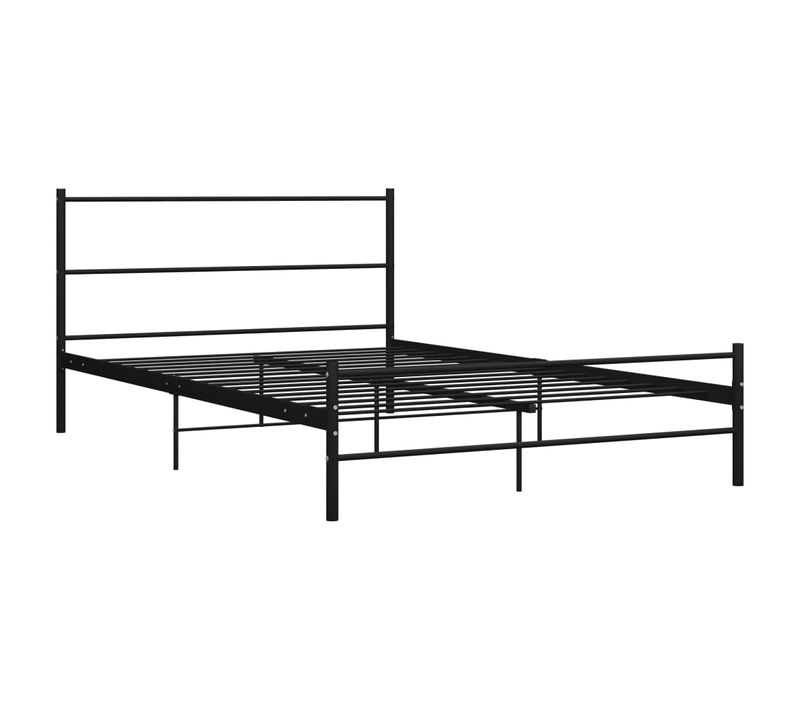 Lit Double Lit Adulte - Cadre De Lit Sans Matelas Noir Métal 120x200 Cm E671