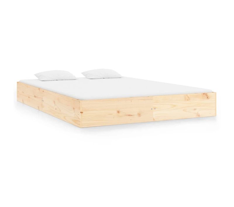 Lit Double Lit Adulte - Cadre De Lit Sans Matelas Bois Massif 120x200 Cm E401