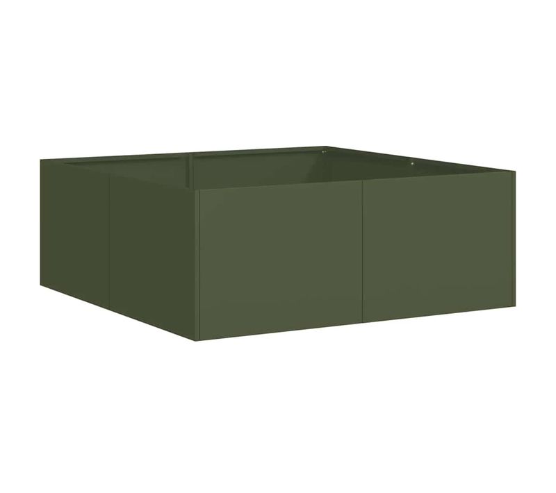 Jardinière - Bac à Fleurs Vert Olive 80x80x30 Cm Acier