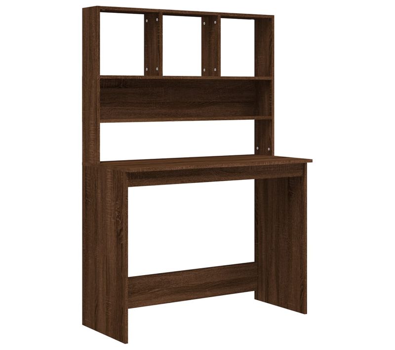 Bureau D'ordinateur - Bureau D'étude Et Étagères Chêne Marron 102x45x148 Cm Bois D'ingénierie
