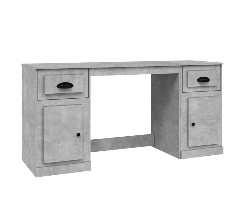 Bureau Droit - Bureau D'ordinateur - Bureau D'étude Avec Armoire Gris Béton Bois D'ingénierie