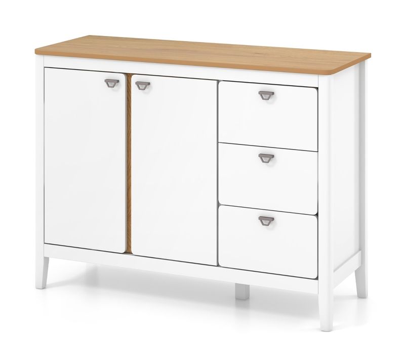 Buffet De Cuisine, Armoire De Cuisine 2 Portes Et 3 Tiroirs Coulissants 106x40x80cm Blanc Bois