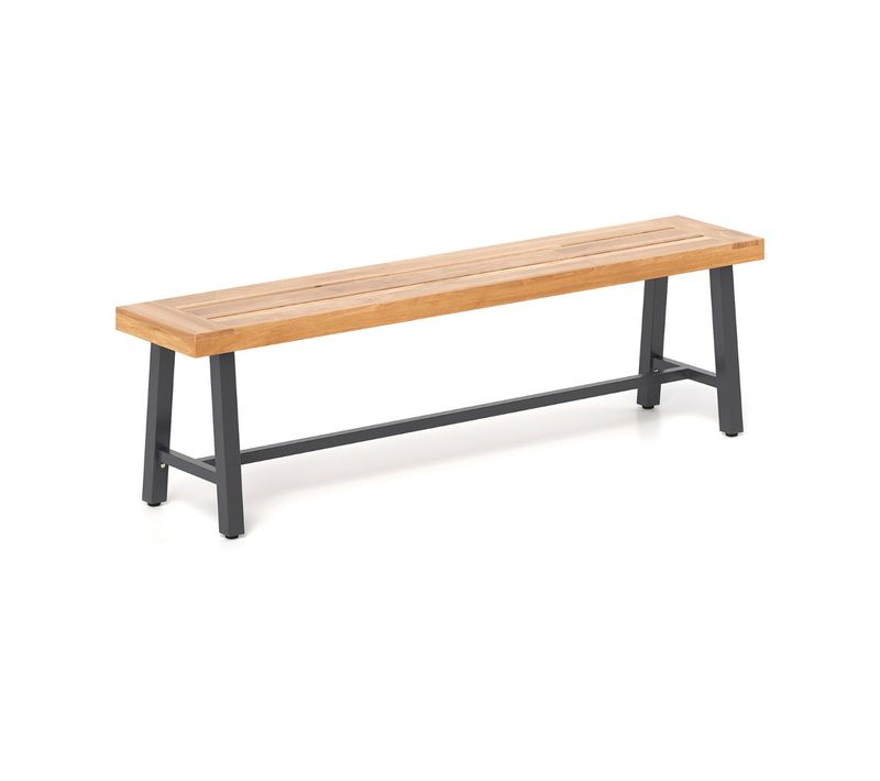 Banc D'extérieur Banc De Jardin Pour 3 Personnes Capacité 360kg Sans Dossier 160x32x45cm Bois
