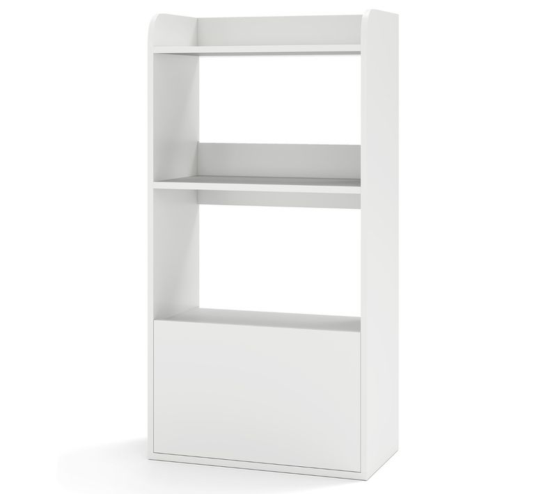 Bibliothèque, Étagère, Meuble De Rangement Autoportante Avec 1 Tiroir - 55x29x105cm Blanc