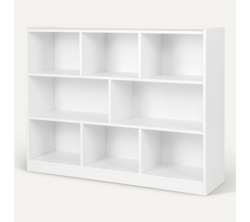 Bibliothèque Enfants, Étagère, Meuble De Rangement à 3 Niveaux Avec 8 Cases - 122x32x93 Cm Blanc