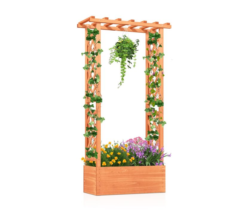 Jardinière Avec Treillis Toit Suspendu En Bois Avec Trou De Drainage Lit De Jardin Surélevé