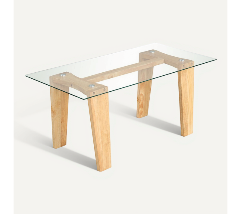 Table Basse, Table Centrale En Verre Trempé Rectangulaire Moderne De 100 Cm Naturel