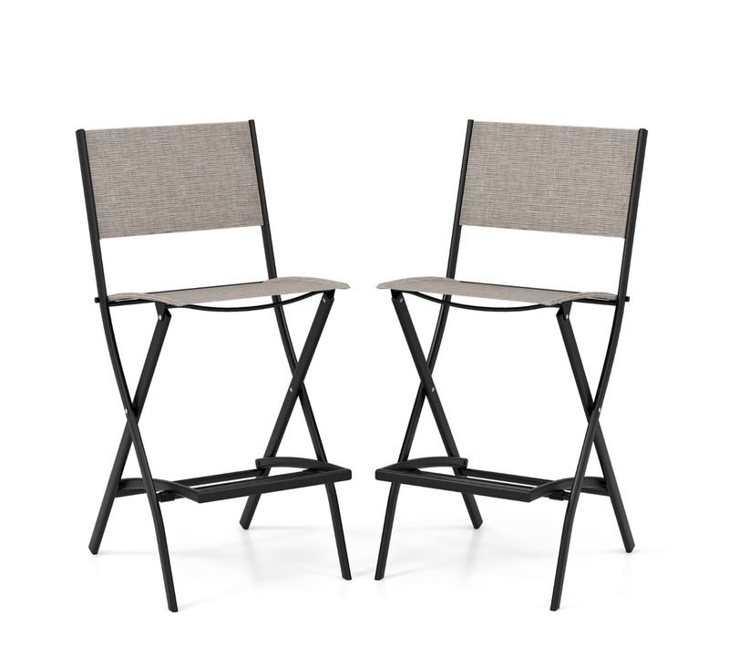 Lot De 2 Tabourets De Bar Chaises De Bar En Textilène Conception Pliable Patins Antidérapants