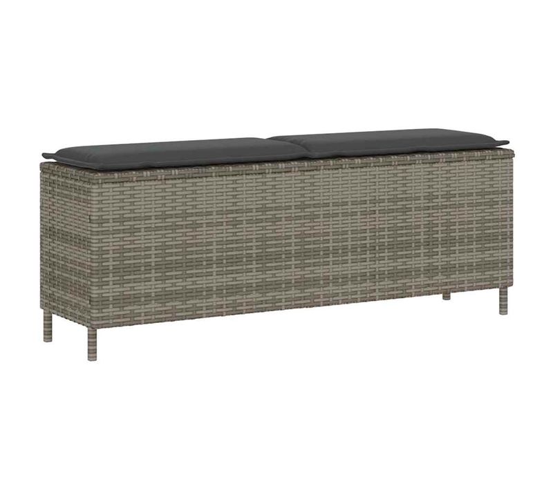 Banc De Jardin - Banquette Avec Coussin Gris 110x30x40,5 Cm Résine Tressée
