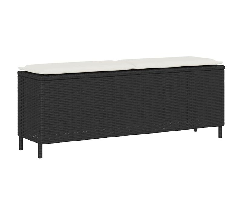 Banc De Jardin - Banquette Avec Coussin Noir 110x30x40,5 Cm Résine Tressée