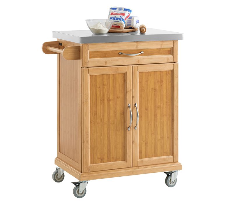 Desserte Chariot De Cuisine De Service Roulant, Plateau En Acier Inox, Fkw13-n