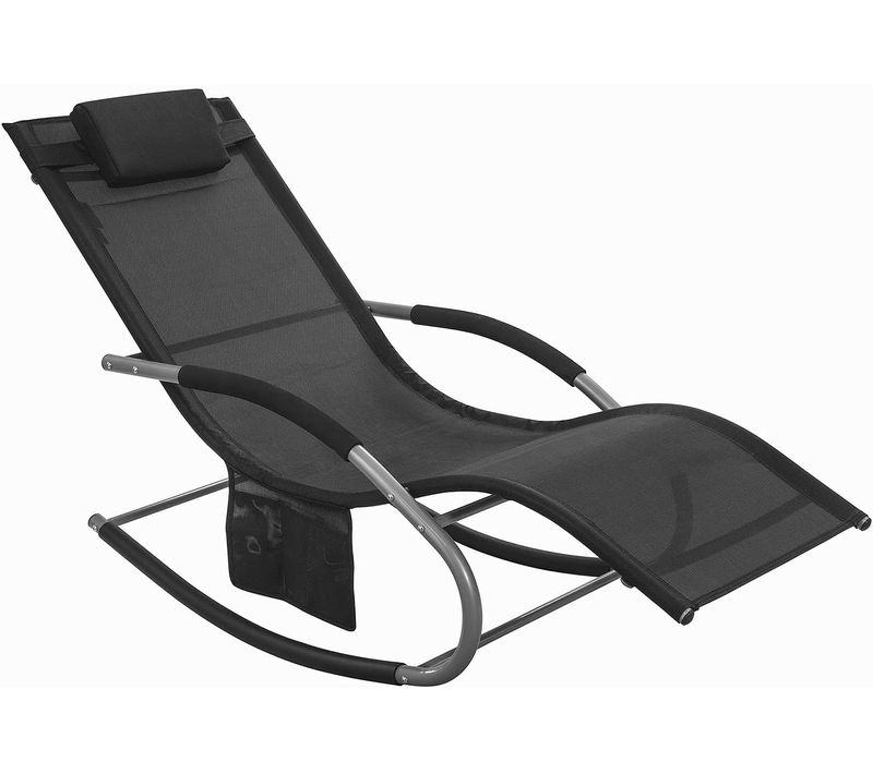 Bain De Soleil Chaise Longue Fauteuil à Bascule Avec Appui-tête Et Pochette Latérale, Ogs28-sch