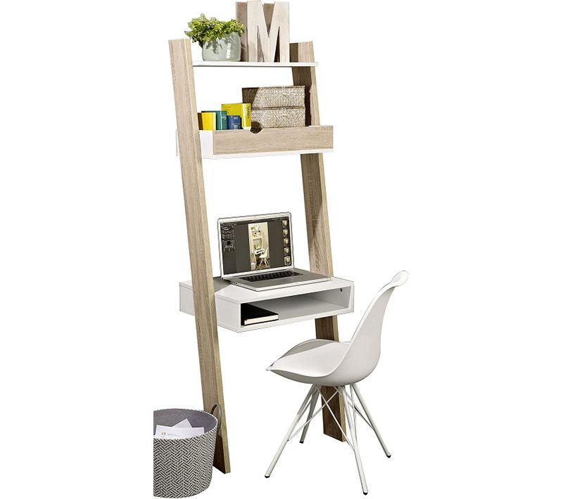 Étagère De Rangement Bibliothèque Avec Bureau Cubique Et 2 Étagère, Frg111-wn