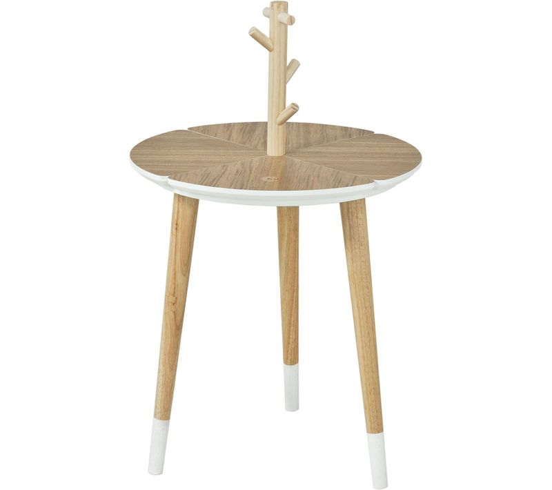 Table Café Design Avec Support à Tasses, Table D’appoint Ronde Avec 3 Pieds, Fbt38-wn