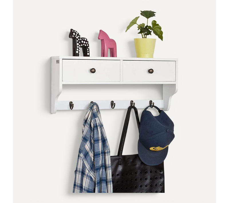 Portemanteau Étagère Murale Porte-manteau Salle De Bain Meuble D’entrée, Frg178-w