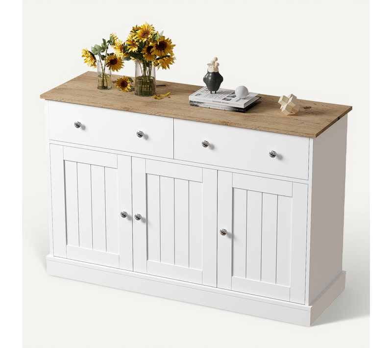 Buffet, Meuble De Rangement, Armoire En Panneau De Particules Blanc 120x36x80.50cm
