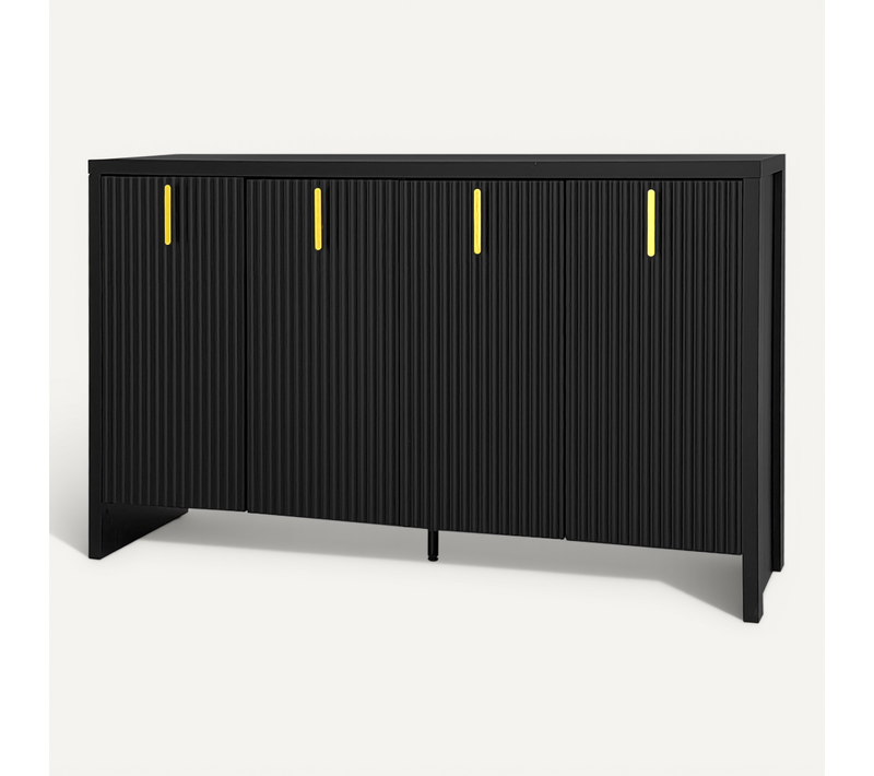 Buffet, Meuble De Rangement, Armoire En Panneau De Particules Noir 140x38x80cm
