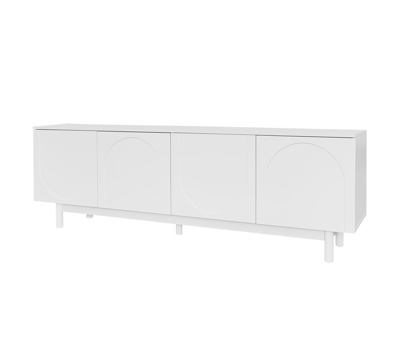 Meuble TV, Support Télévision, Armoire De Télévision En Panneau De Particules Blanc 175x38x56cm