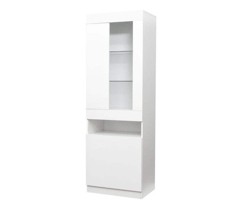Vitrine, Meuble De Rangement En Panneau De Particules Blanc Avec éclairage LED 50x40x180cm