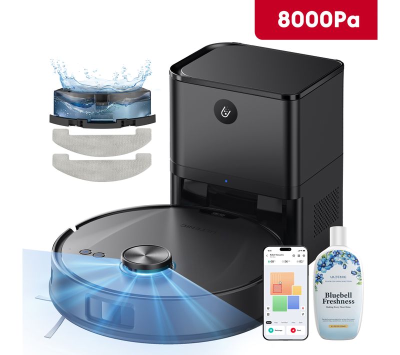 Aspirateur Robot TP20 pro - Robot Aspirateur Laveur 2025 - Navigation Lidar - noir - 8000pa/200min