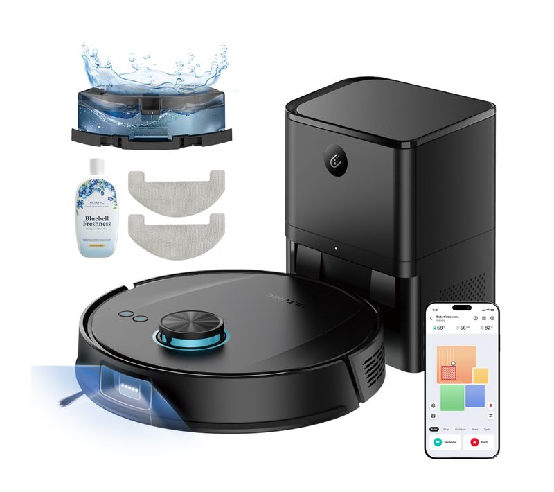 Aspirateur Robot Laveur, ultenic TL20 PRO 8000Pa/200min,Navigation LDS, Station Auto-Vidage