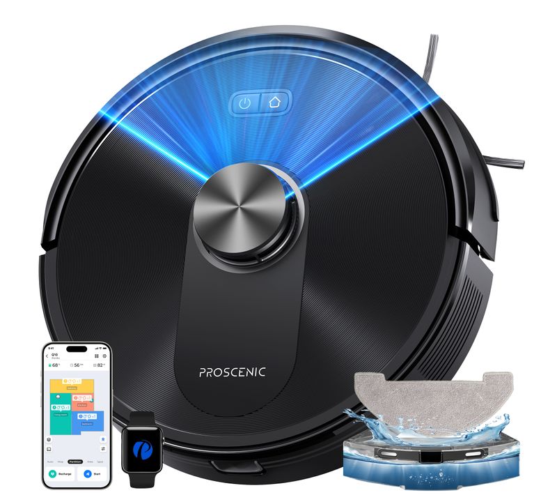 Proscenic Aspirateur Robot Laveur 8000pa Q10A, Robot Aspirateur 3 en 1, 200 Min D'autonomie