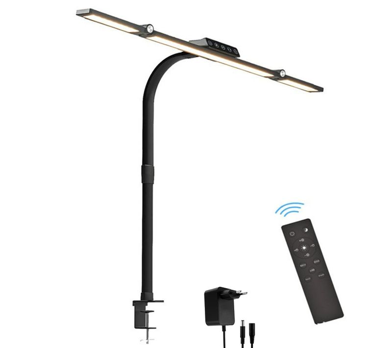 Lampe De Bureau LED Triple Tête Réglable Avec Capteur Et Télécommande 24w