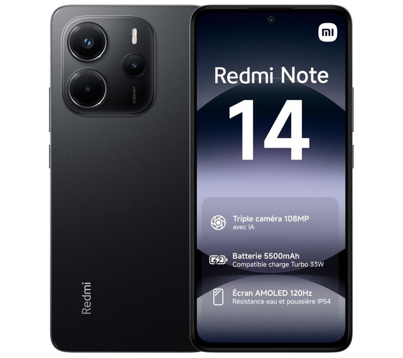 Redmi Note 14 16,9 Cm (6.67") Double Sim Hybride 4g USB Type-c 8 Go 256 Go 5500 Mah Noir