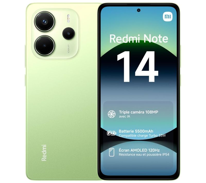 Redmi Note 14 16,9 Cm (6.67") Double Sim Hybride 4g USB Type-c 8 Go 256 Go 5500 Mah Vert