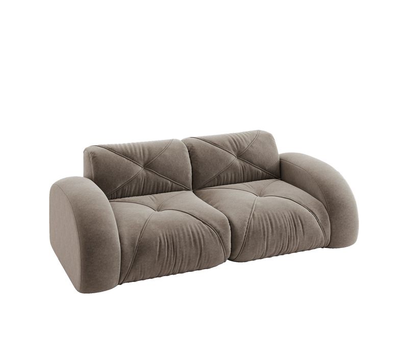 Canapé 2 Places Tissu Chenille Taupe Design Articulé Sans Montage