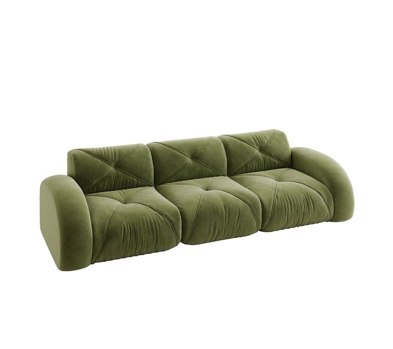 Canapé 3 Places modulable En Chenille Vert Design Articulé Sans Montage