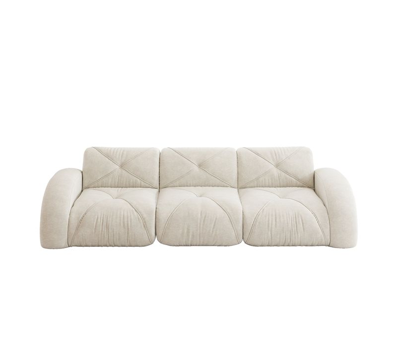 Canapé 3 Places modulable En Chenille Beige Design Articulé Sans Montage