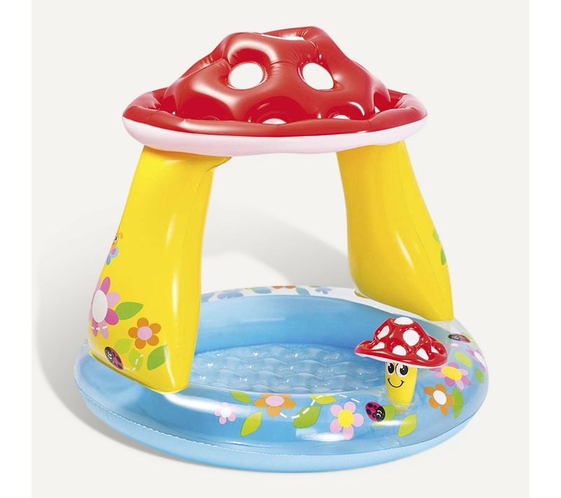 Piscine Pataugeoire Gonflable Pare-soleil Champignon 102 X 102 X 89 Cm