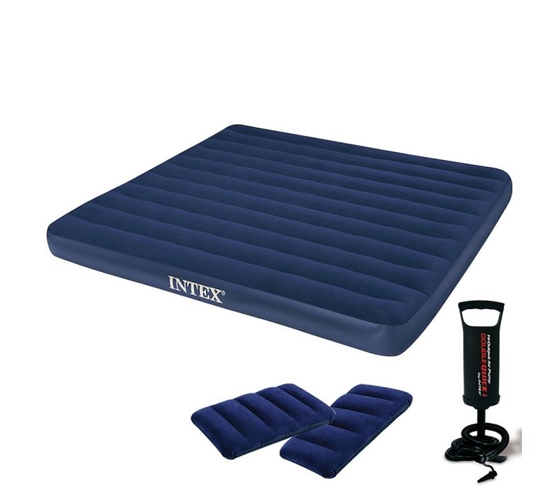 Matelas Gonflable Intex Classic Downy + Gonfleur Inclus - 2 Places Large