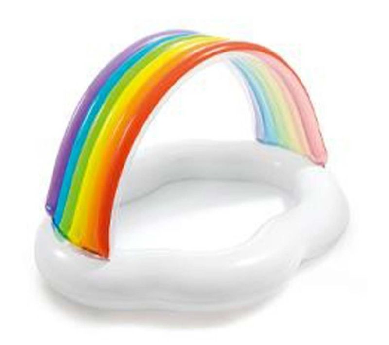Piscine Pataugeoire Gonflable Avec Pare Soleil Arc-en-ciel