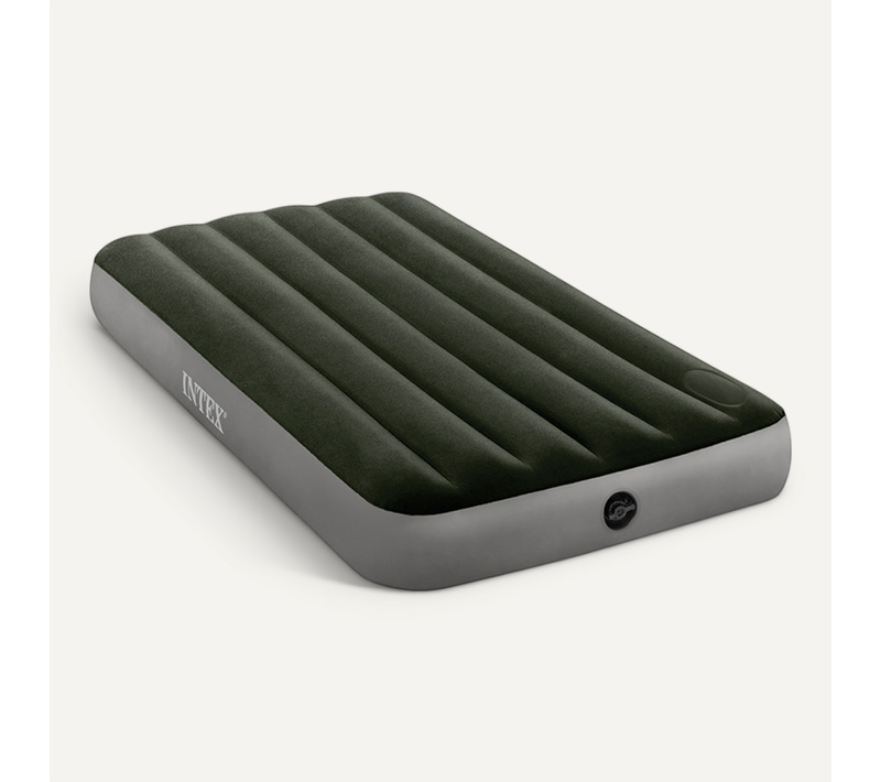 Matelas Gonflable Intex Downy + Gonfleur à Pied Intégré - 1 Place Large