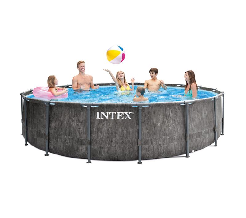 Grande Piscine Ronde En Kit Baltik - Diamètre 549 Cm - Effet Gris Cérusé