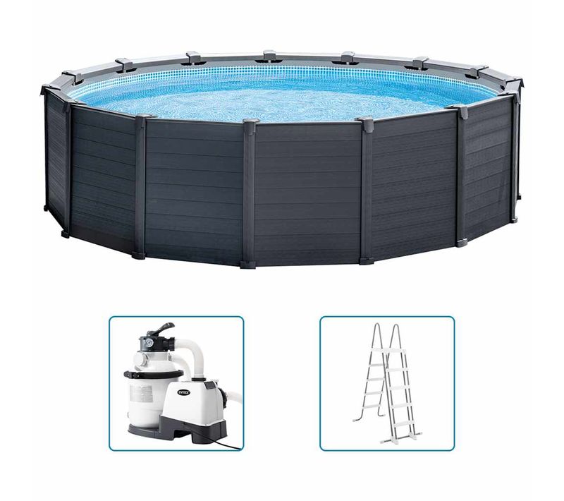 Ensemble De Piscine Hors Sol Graphite Gray Panel 478x124 Cm