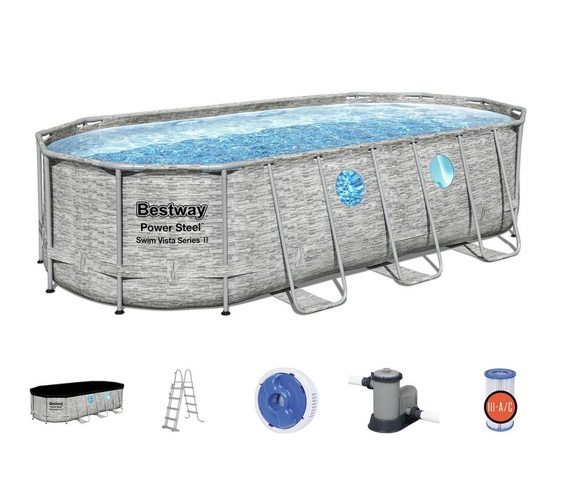 Piscine Tubulaire Ovale Power Steel Swimvista Avec Hublots 5,49 X 2,74 X 1,22 M