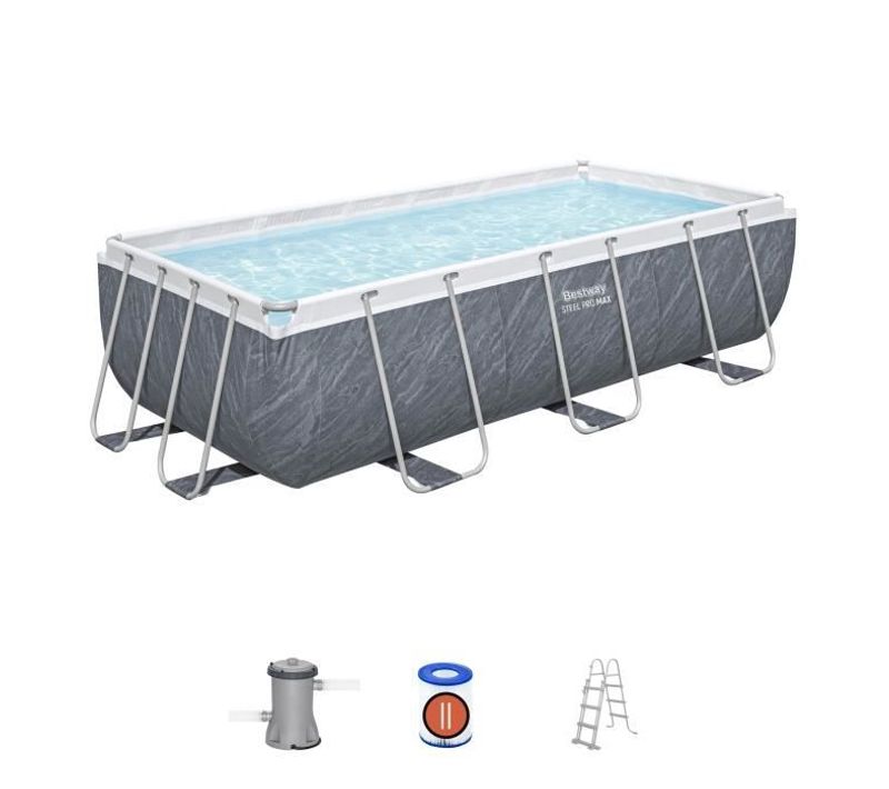 Kit Piscine Hors Sol Tubulaire Bestway - Steel Pro Max - 404 X 201 X 100 Cm -rectangulaire (filtre )