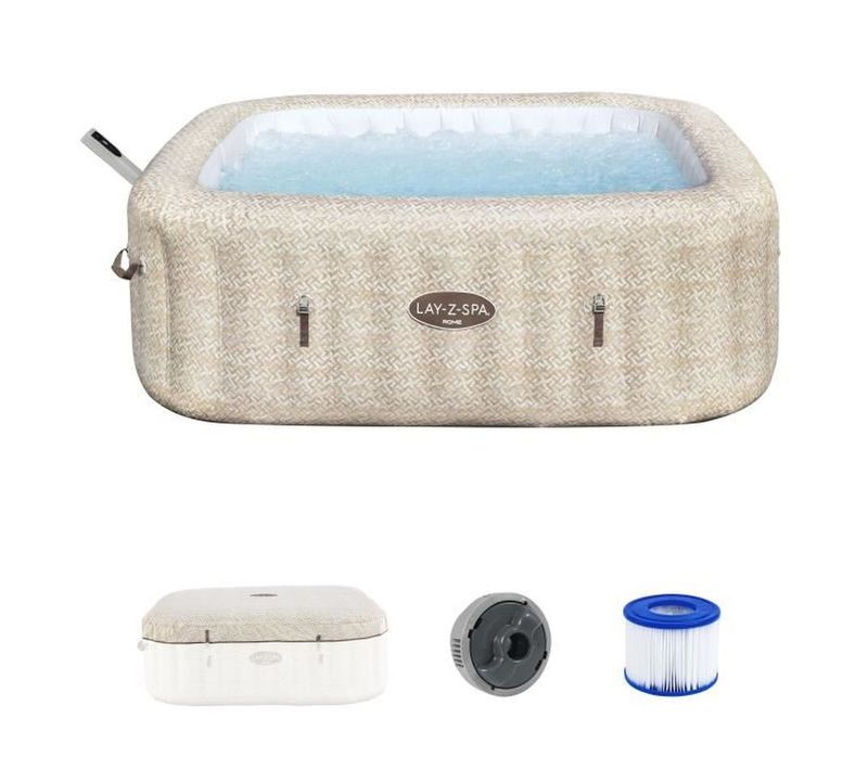 Spa Gonflable Carré Rome 5–7 Places - 180 Airjet, Pompe Ultrafit, Wi‑fi