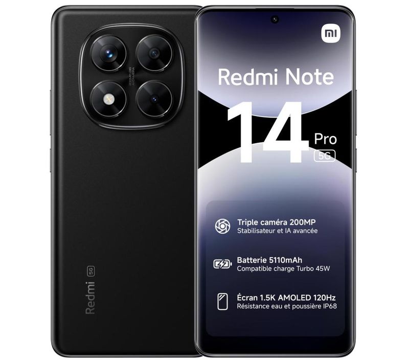 Redmi Note 14 Pro 5g 16,9 Cm (6.67") Double Sim USB Type-c 8 Go 256 Go 5110 Mah Noir