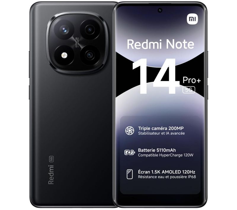 Smartphone Xiaomi Redmi note 14 pro+ 5g noir 512Go